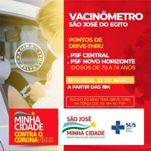 Read more about the article Idosos de 70 a 74 anos vão começar a ser vacinados nesta segunda (22), em São José do Egito
