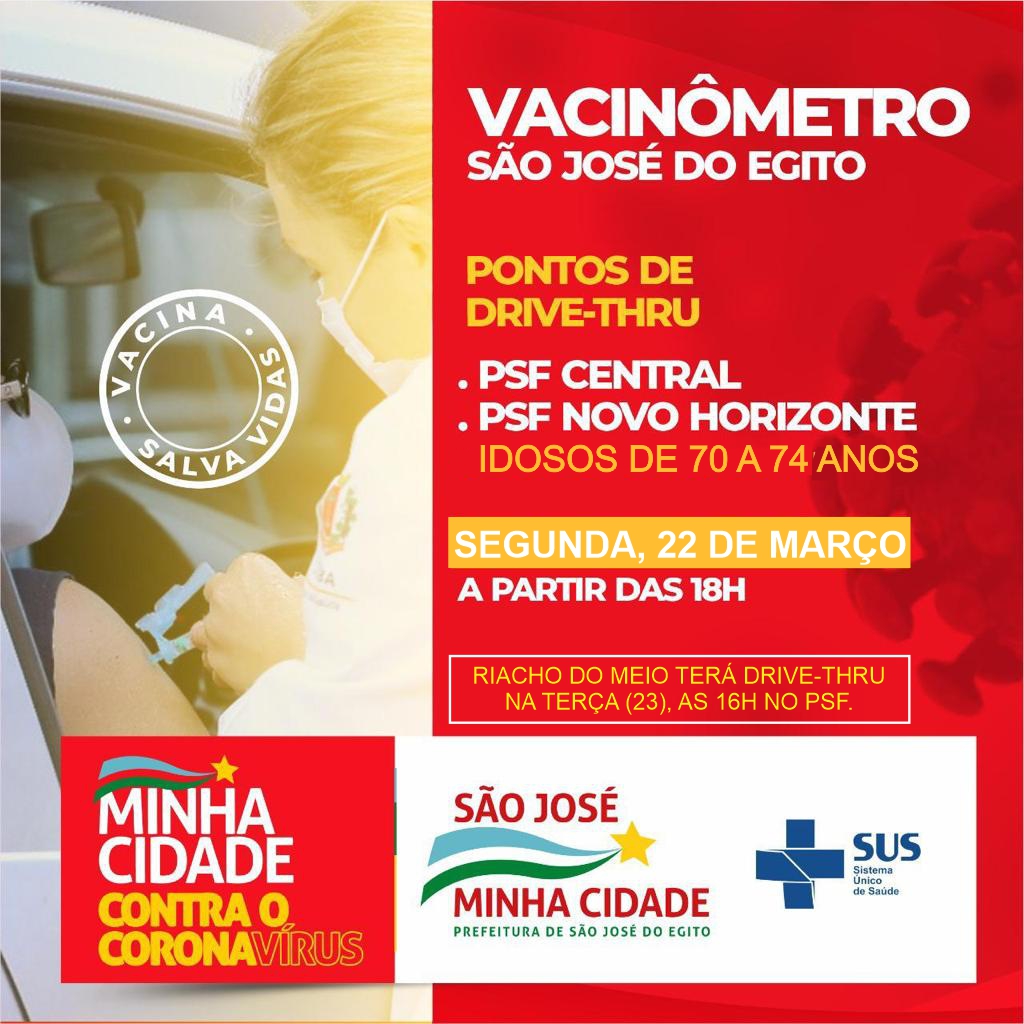 You are currently viewing Idosos de 70 a 74 anos vão começar a ser vacinados nesta segunda (22), em São José do Egito