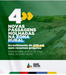 You are currently viewing Prefeitura de Ouro Velho vai construir mais 4 passagens molhadas na zona rural