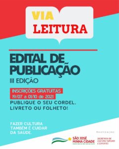 Secretaria de Cultura, Turismo e Esportes de SJE lançou o 3º edital do Projeto Via Leitura