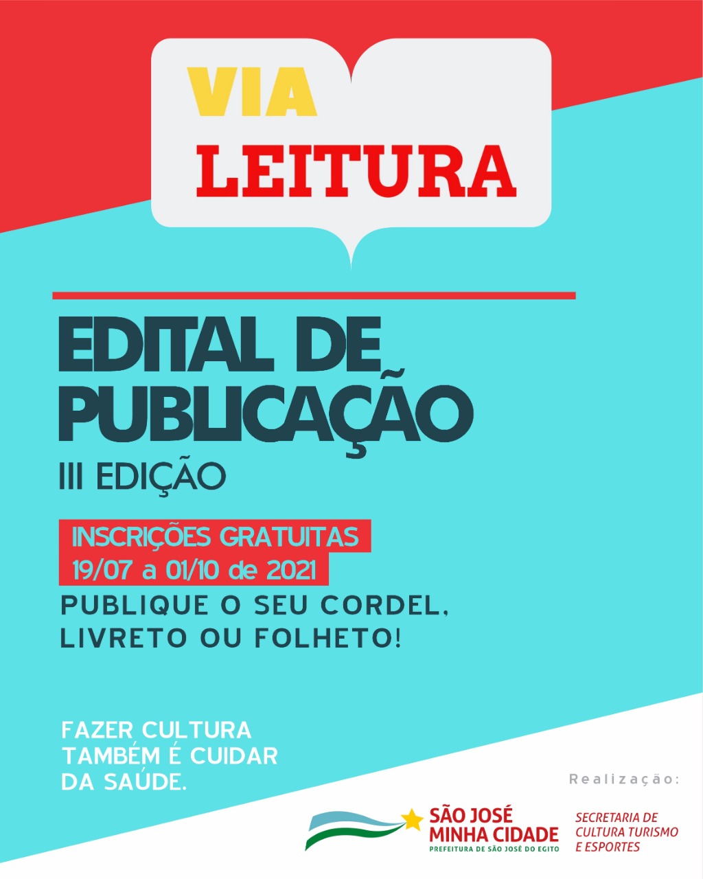 Read more about the article Secretaria de Cultura, Turismo e Esportes de SJE lançou o 3º edital do Projeto Via Leitura