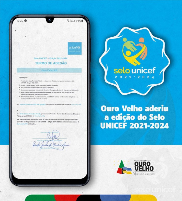 You are currently viewing Prefeito de Ouro Velho assina termo de adesão ao selo UNICEF