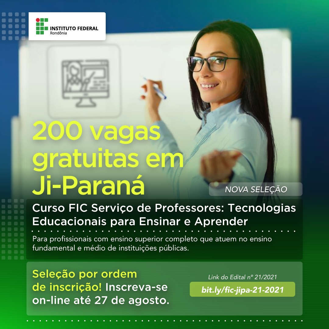Read more about the article IFRO lança novo edital de seleção de curso para professores com vagas no Polo de SJE