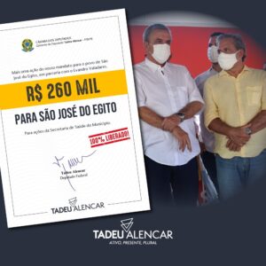Read more about the article Deputado Federal Tadeu Alencar anuncia liberação de emenda parlamentar para SJE