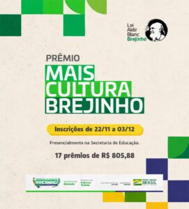 Read more about the article Inscrições para o Prêmio Mais Cultura Brejinho seguem até o dia 03 de dezembro