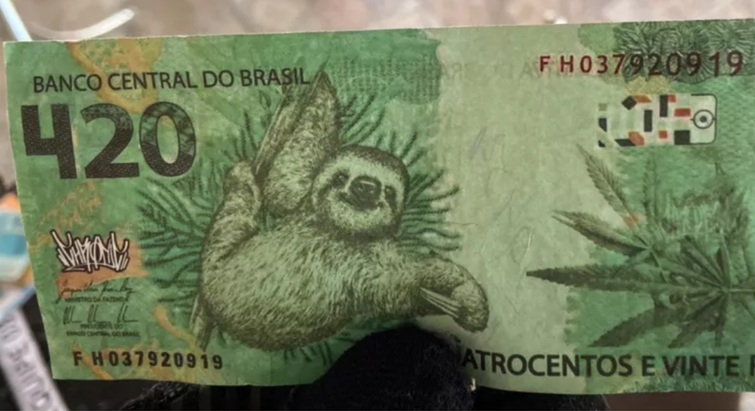 Polícia Federal apreende nota falsa de R$ 420 com imagem de maconha