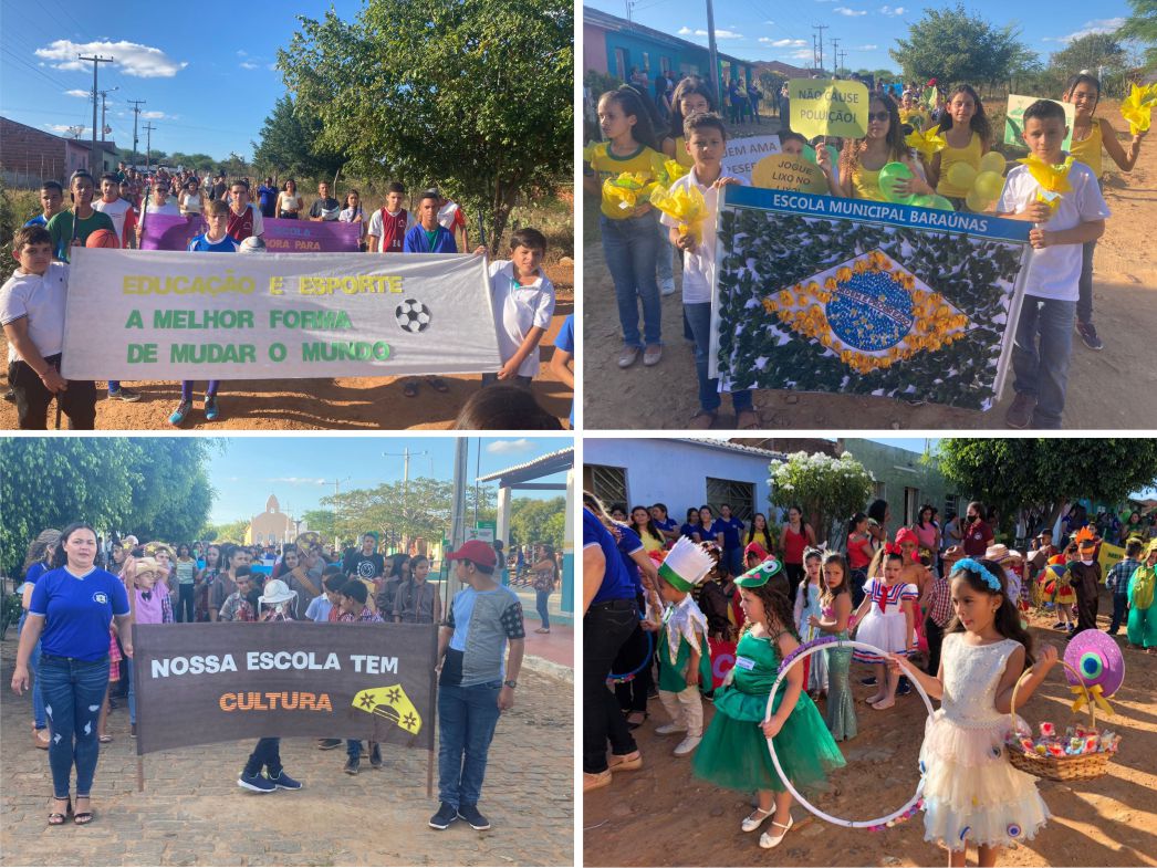 Escola Municipal de Baraúnas realizou desfile cívico no 7 de setembro