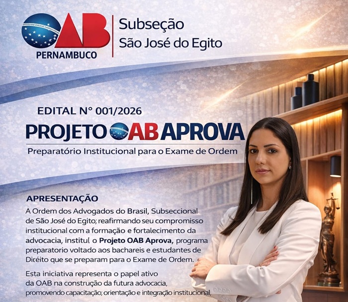 Read more about the article OAB São José do Egito lança projeto “OAB Aprova” e reafirma compromisso com a formação da jovem advocacia