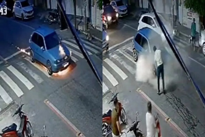 Read more about the article Bombeiro fora de serviço apaga incêndio em carro na frente de igreja em Patos-PB