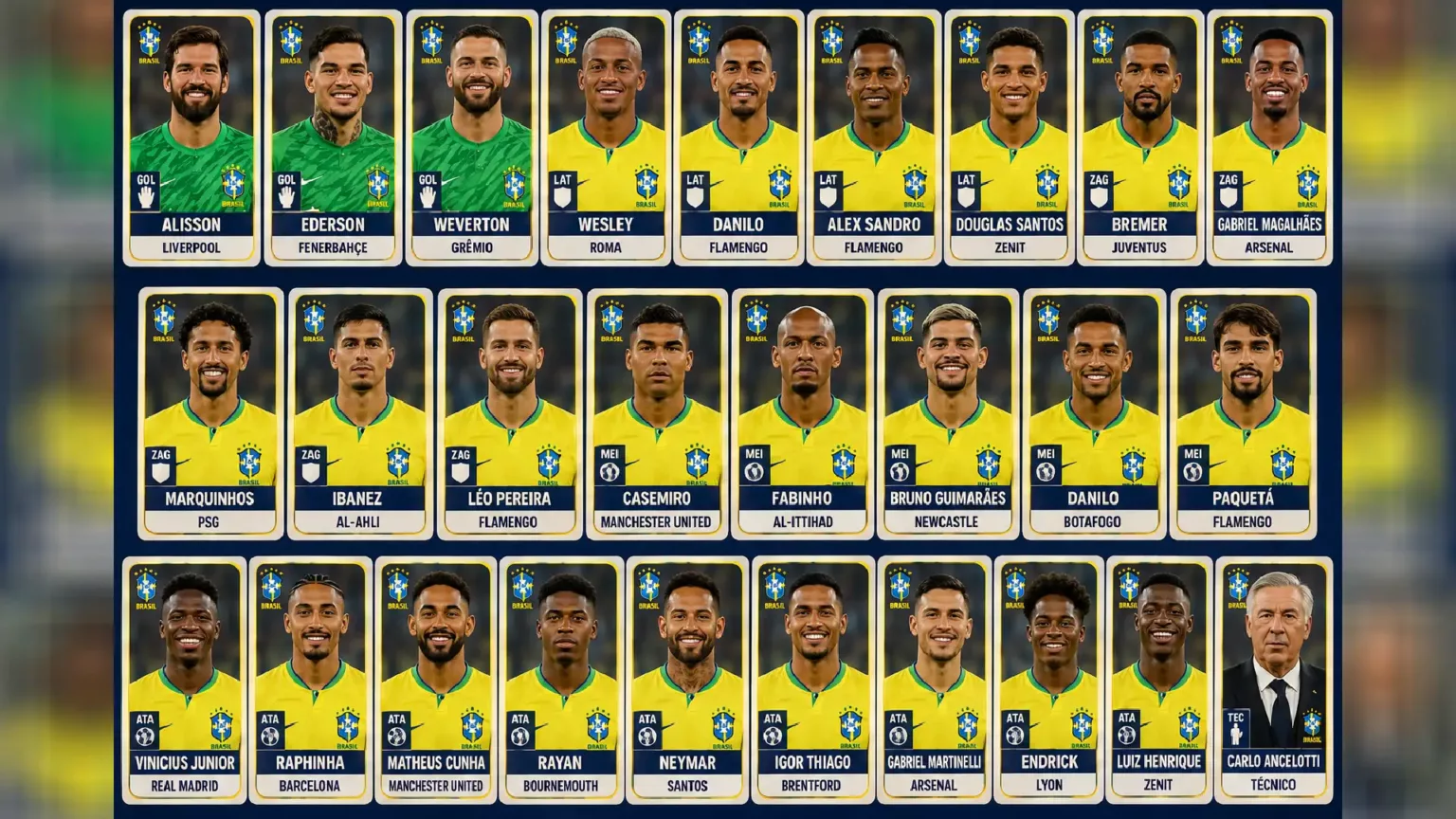 Leia mais sobre o artigo Carlo Ancelotti convocou os 26 jogadores para atuarem na Copa do Mundo, o que você achou?